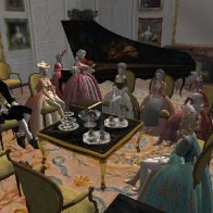Tea with Victoire, enjoying Harpsichord and Violin!
