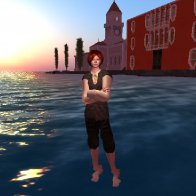 Boy in the flood waters of Venezia